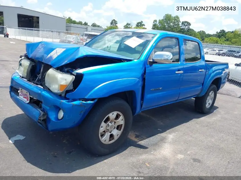 2007 Toyota Tacoma Prerunner V6 VIN: 3TMJU62N27M038843 Lot: 42814970