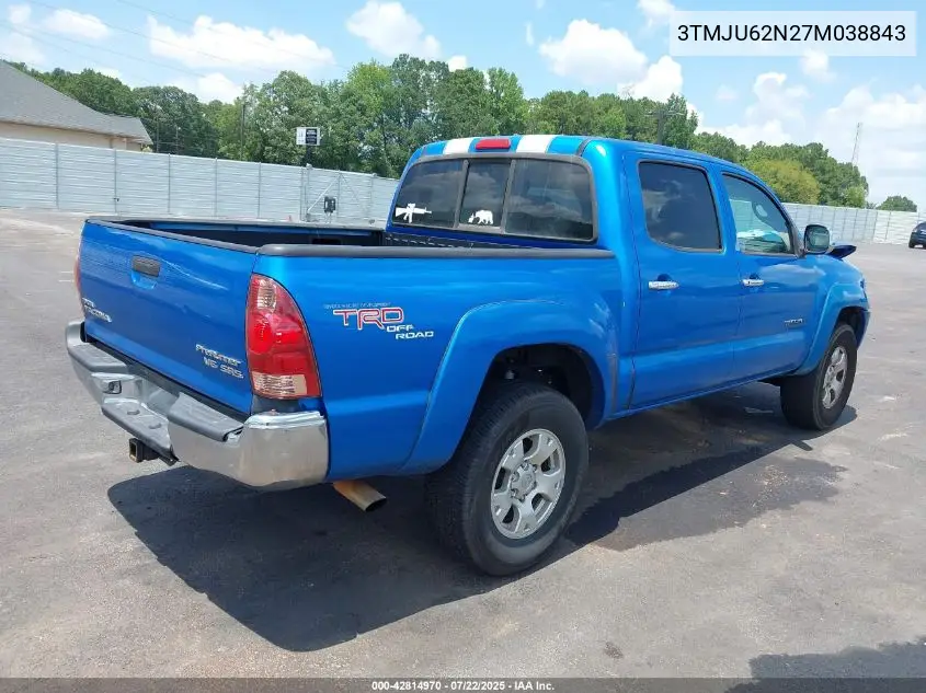 2007 Toyota Tacoma Prerunner V6 VIN: 3TMJU62N27M038843 Lot: 42814970