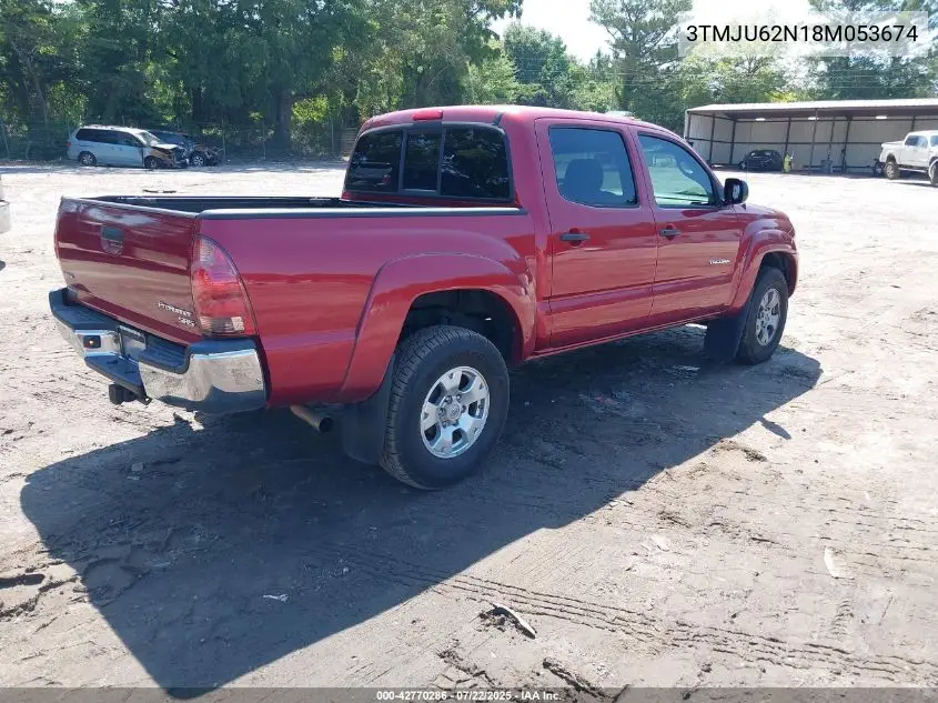 2008 Toyota Tacoma Prerunner V6 VIN: 3TMJU62N18M053674 Lot: 42770286