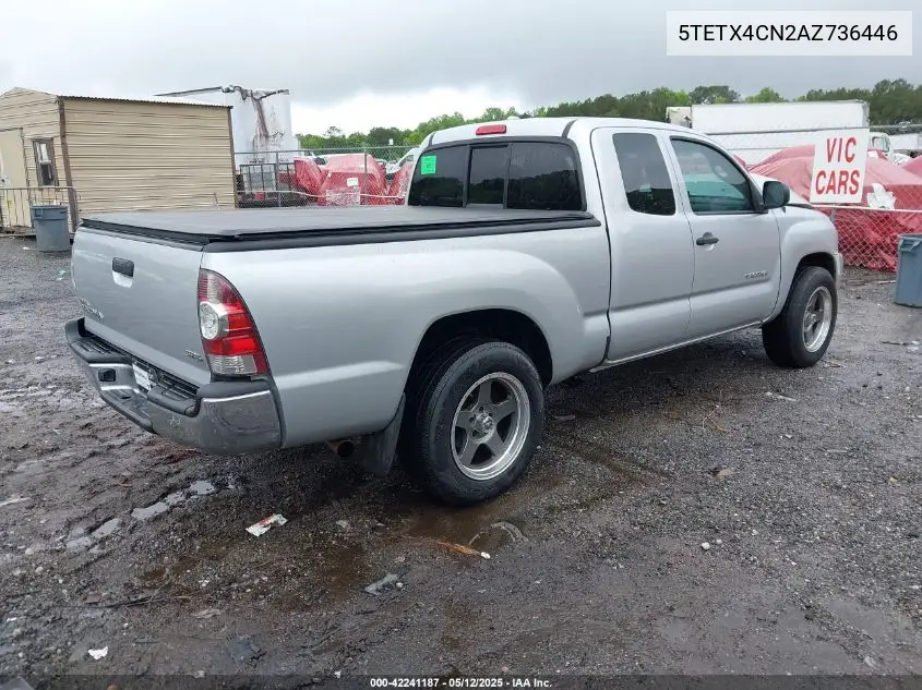 2010 Toyota Tacoma VIN: 5TETX4CN2AZ736446 Lot: 42241187