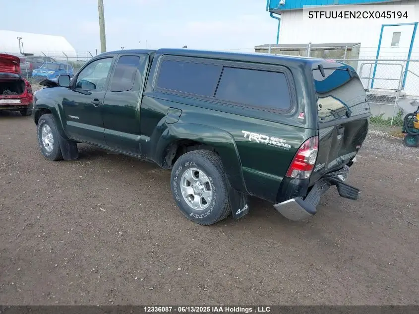 2012 Toyota Tacoma VIN: 5TFUU4EN2CX045194 Lot: 12336087