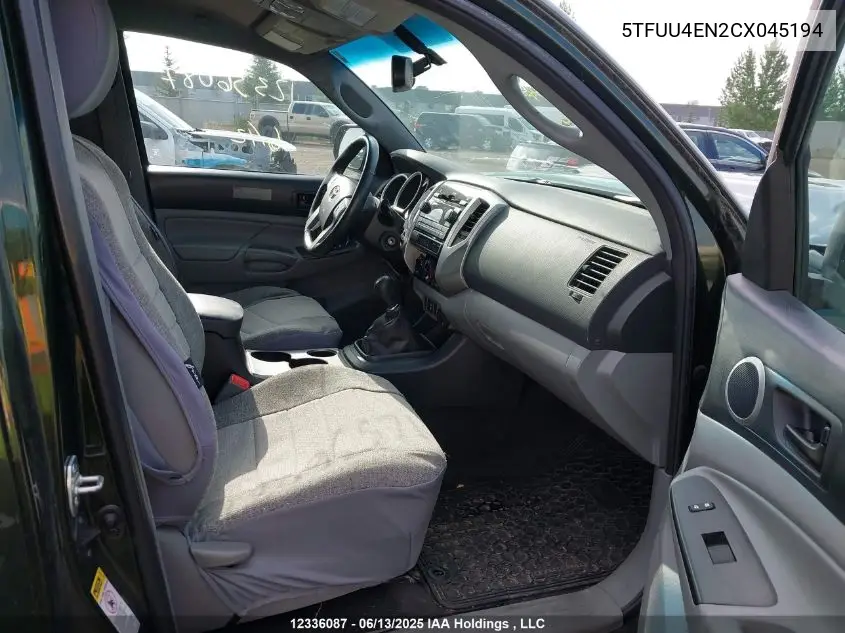 2012 Toyota Tacoma VIN: 5TFUU4EN2CX045194 Lot: 12336087