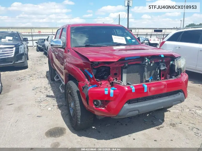 2012 Toyota Tacoma Prerunner V6 VIN: 5TFJU4GN6CX018953 Lot: 42236640