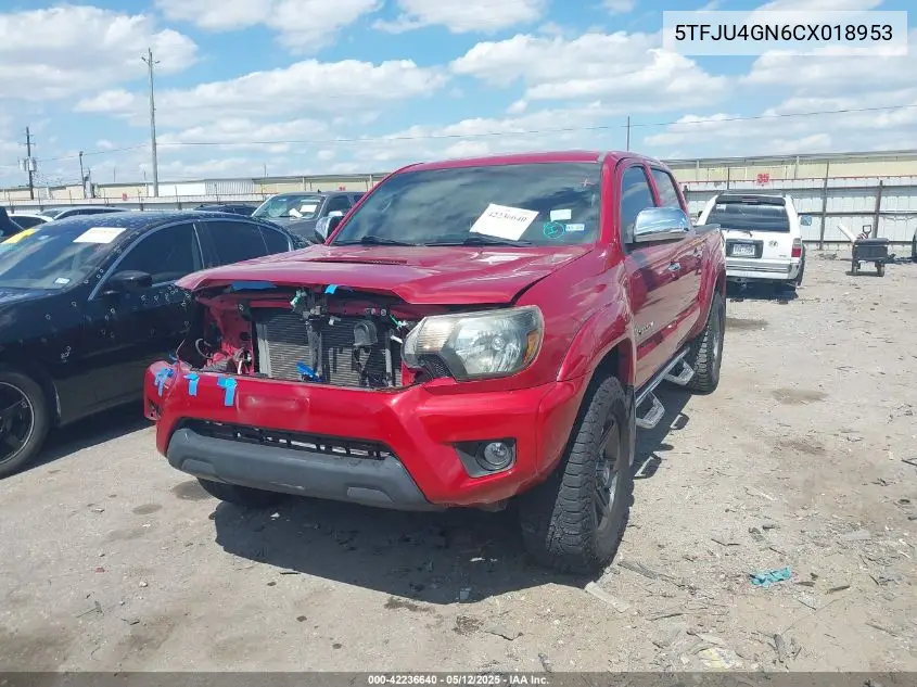 2012 Toyota Tacoma Prerunner V6 VIN: 5TFJU4GN6CX018953 Lot: 42236640