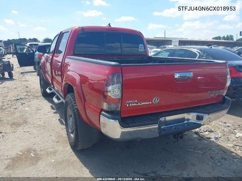 2012 Toyota Tacoma Prerunner V6 VIN: 5TFJU4GN6CX018953 Lot: 42236640