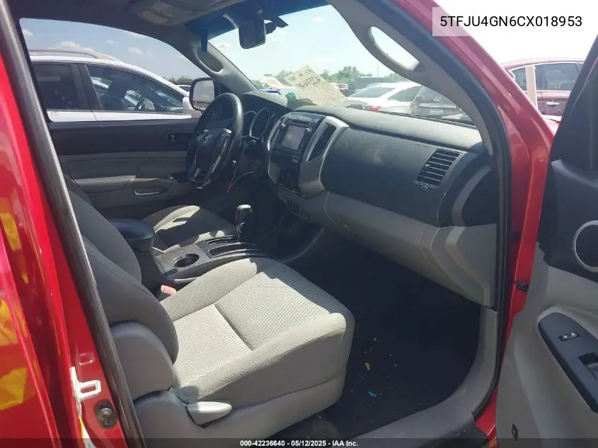 2012 Toyota Tacoma Prerunner V6 VIN: 5TFJU4GN6CX018953 Lot: 42236640