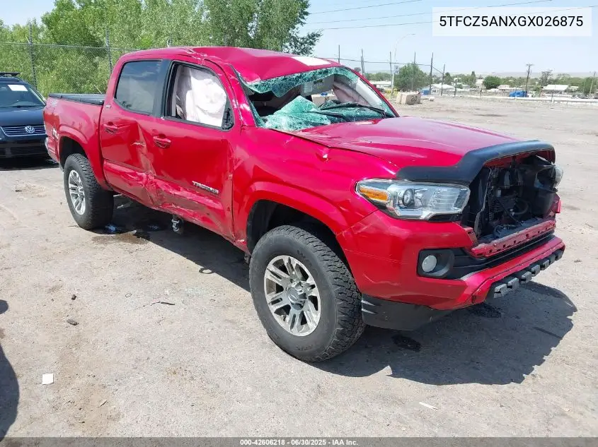 2016 Toyota Tacoma Sr5 V6 VIN: 5TFCZ5ANXGX026875 Lot: 42606218