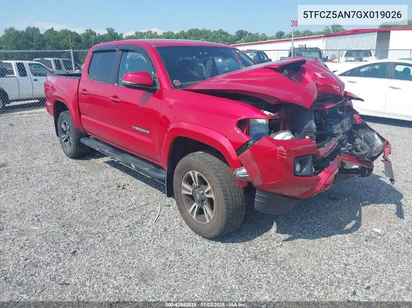 2016 Toyota Tacoma Trd Sport VIN: 5TFCZ5AN7GX019026 Lot: 42662839