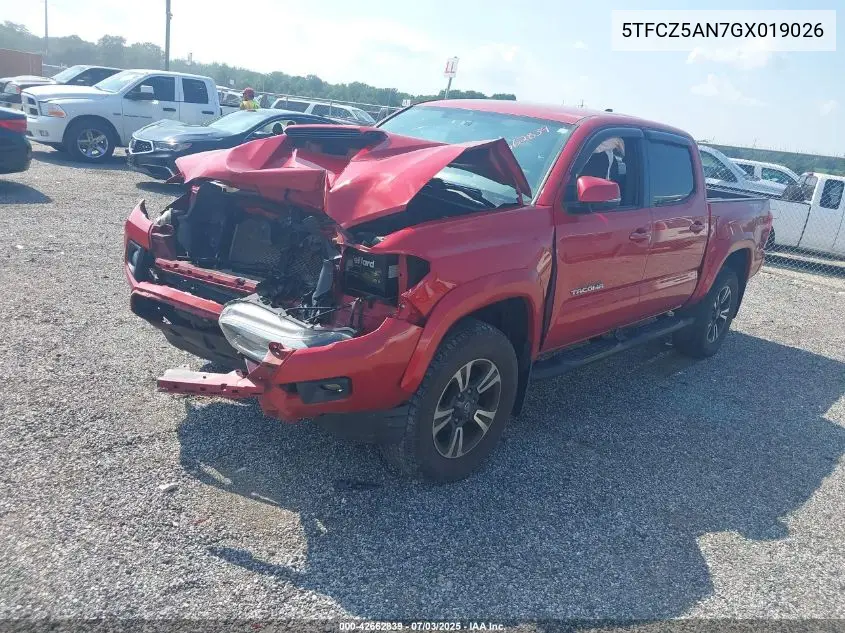 2016 Toyota Tacoma Trd Sport VIN: 5TFCZ5AN7GX019026 Lot: 42662839