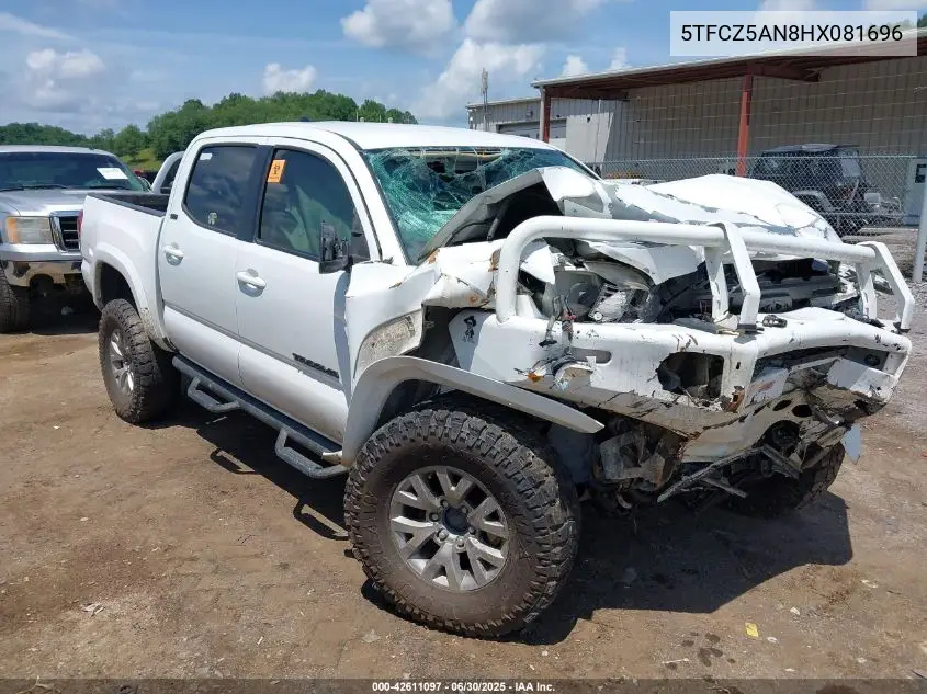 2017 Toyota Tacoma Dbl Cab/Sr/Trdspt/Or/Pro VIN: 5TFCZ5AN8HX081696 Lot: 42611097