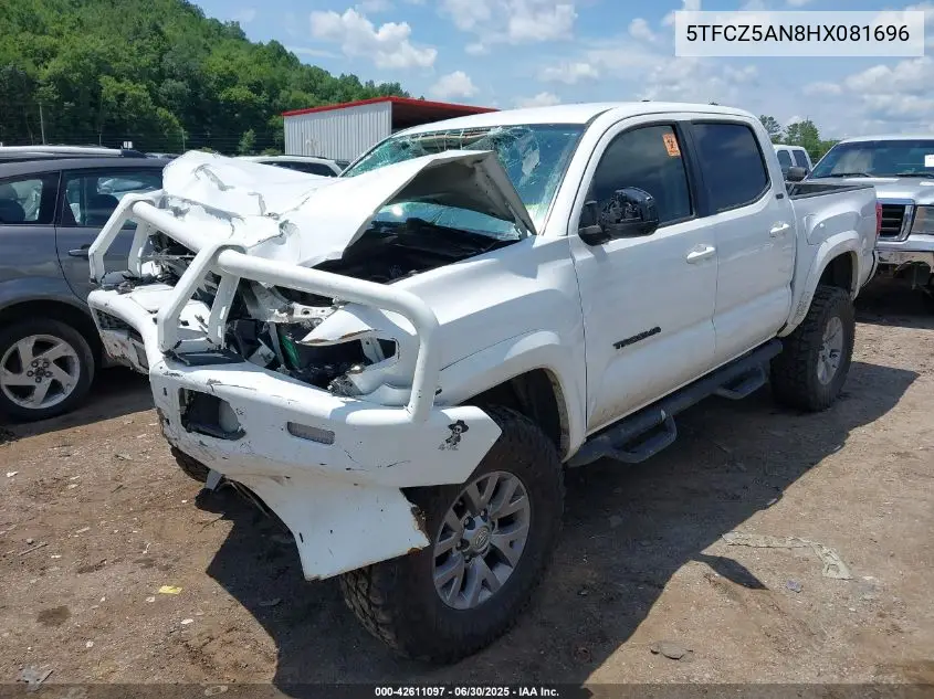 2017 Toyota Tacoma Dbl Cab/Sr/Trdspt/Or/Pro VIN: 5TFCZ5AN8HX081696 Lot: 42611097