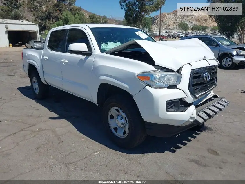 2017 Toyota Tacoma Dbl Cab/Sr/Trdspt/Or/Pro VIN: 5TFCZ5AN1HX102839 Lot: 42614247
