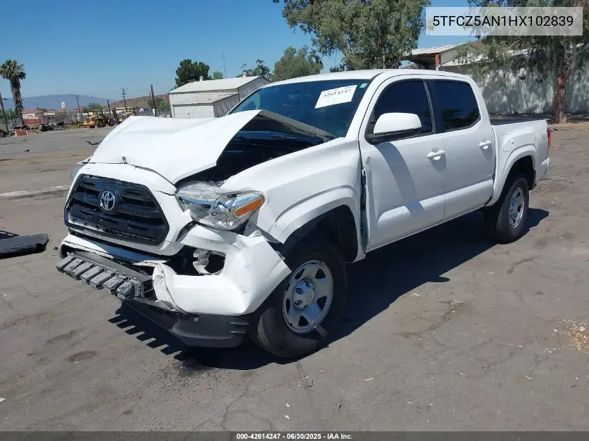2017 Toyota Tacoma Dbl Cab/Sr/Trdspt/Or/Pro VIN: 5TFCZ5AN1HX102839 Lot: 42614247