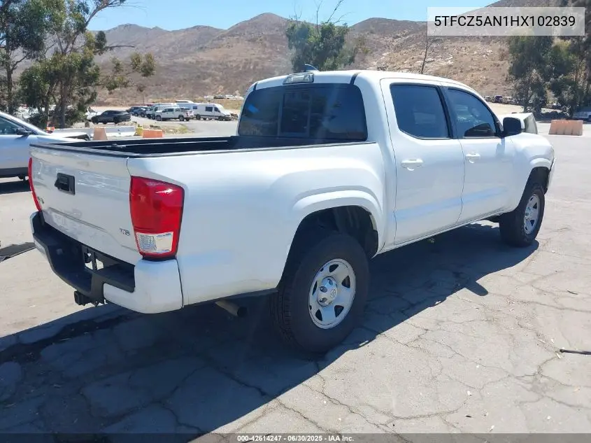 2017 Toyota Tacoma Dbl Cab/Sr/Trdspt/Or/Pro VIN: 5TFCZ5AN1HX102839 Lot: 42614247