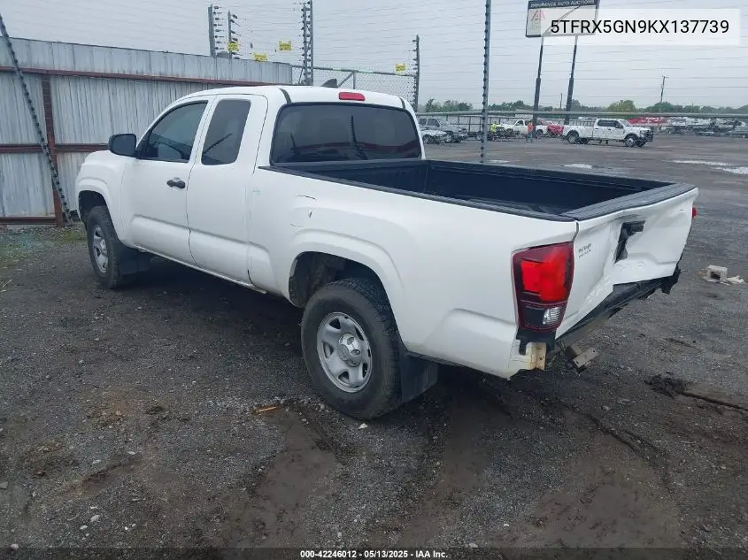 2019 Toyota Tacoma Sr VIN: 5TFRX5GN9KX137739 Lot: 42246012