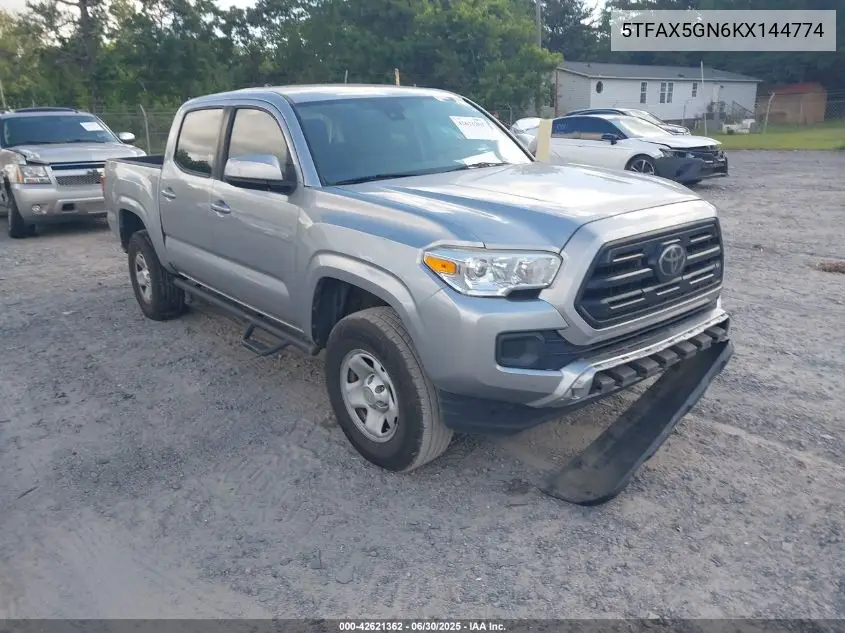 2019 Toyota Tacoma Sr VIN: 5TFAX5GN6KX144774 Lot: 42621362