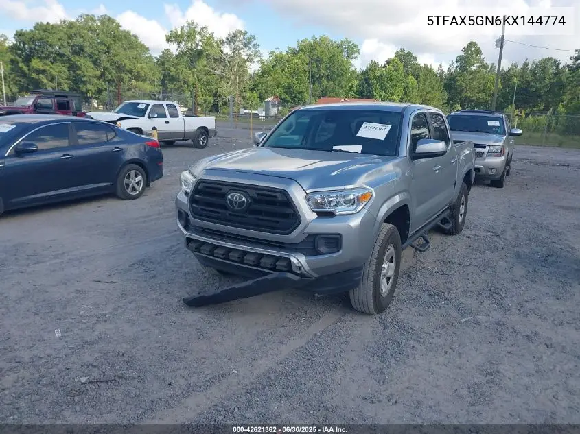 2019 Toyota Tacoma Sr VIN: 5TFAX5GN6KX144774 Lot: 42621362