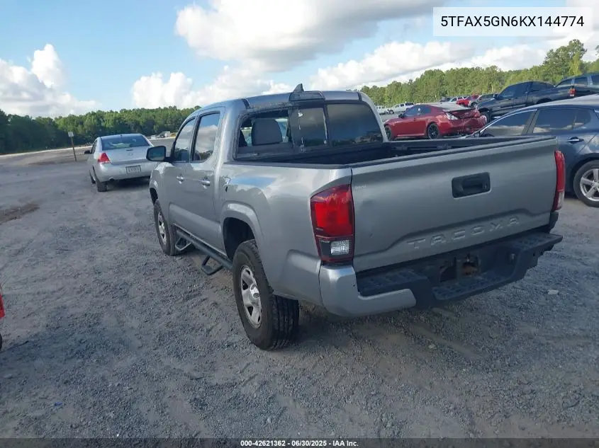 2019 Toyota Tacoma Sr VIN: 5TFAX5GN6KX144774 Lot: 42621362