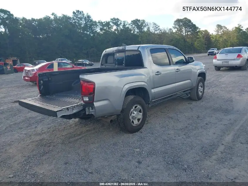 2019 Toyota Tacoma Sr VIN: 5TFAX5GN6KX144774 Lot: 42621362