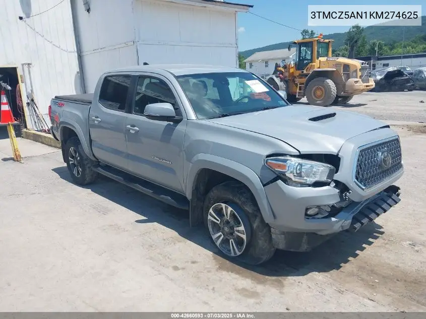 2019 Toyota Tacoma Trd Sport VIN: 3TMCZ5AN1KM274625 Lot: 42660593