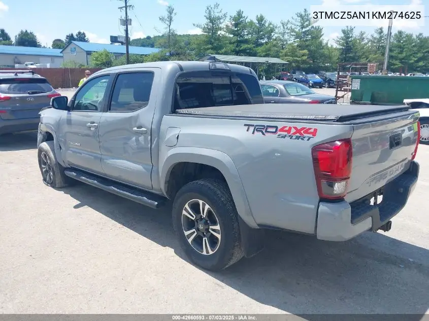2019 Toyota Tacoma Trd Sport VIN: 3TMCZ5AN1KM274625 Lot: 42660593