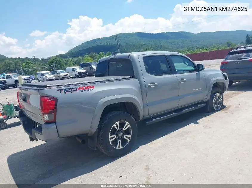 2019 Toyota Tacoma Trd Sport VIN: 3TMCZ5AN1KM274625 Lot: 42660593