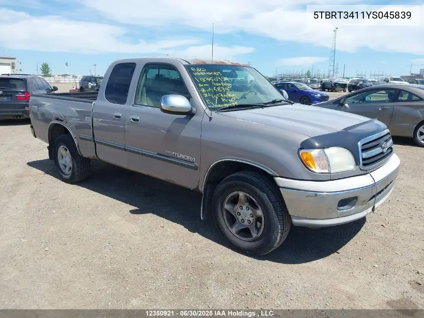 5TBRT3411YS045839 2000 Toyota Tundra Access Cab/Access Cab Sr5