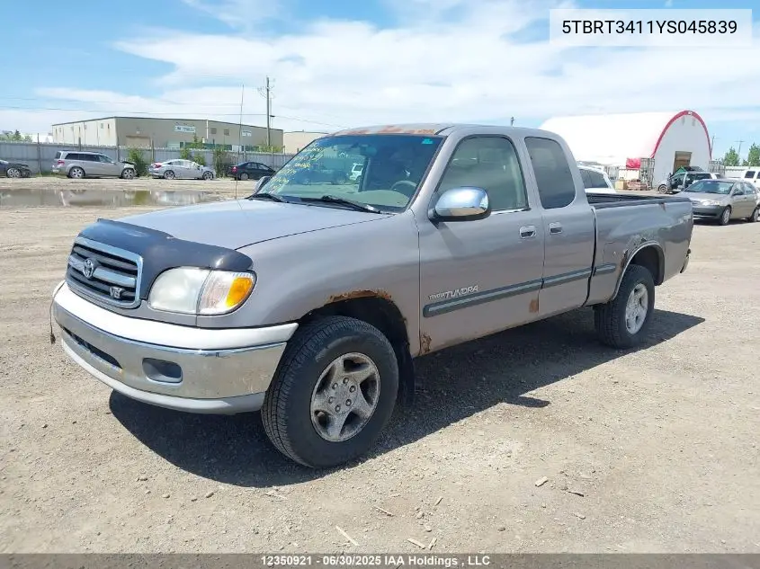 5TBRT3411YS045839 2000 Toyota Tundra Access Cab/Access Cab Sr5