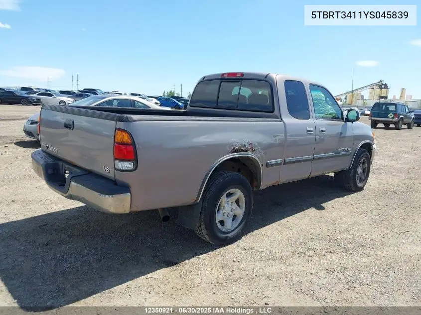 5TBRT3411YS045839 2000 Toyota Tundra Access Cab/Access Cab Sr5