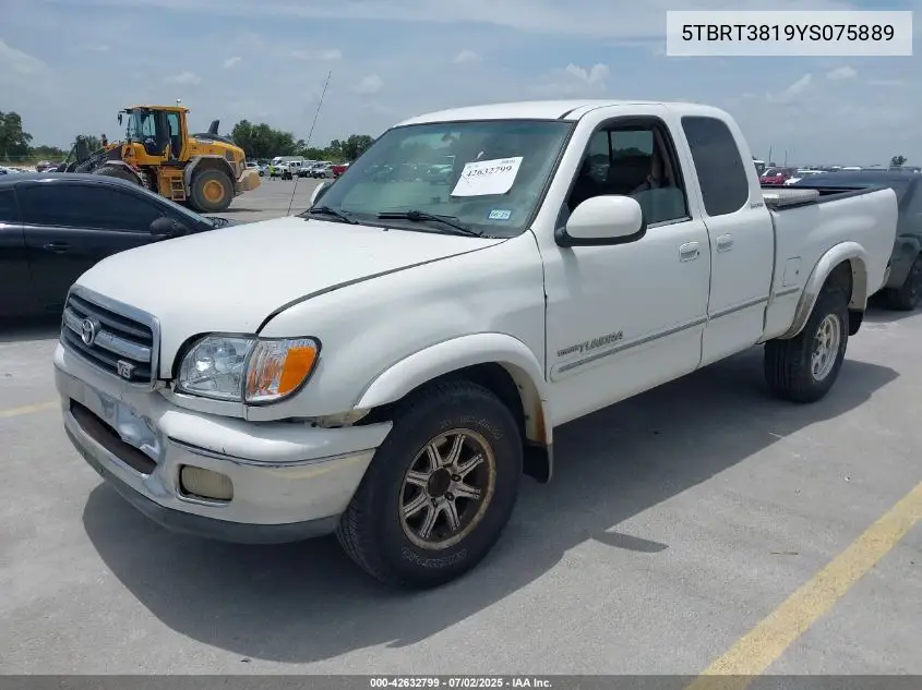 2000 Toyota Tundra Ltd V8 VIN: 5TBRT3819YS075889 Lot: 42632799