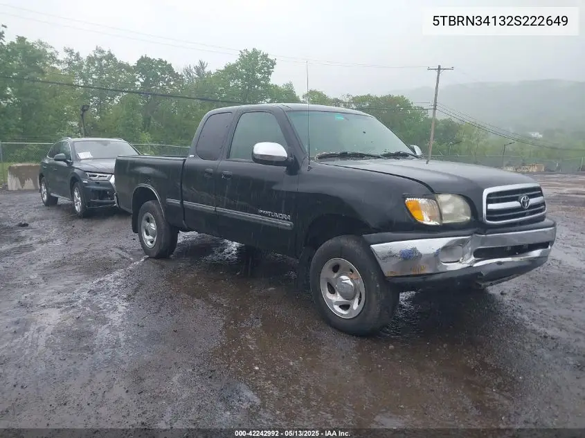2002 Toyota Tundra Sr5 VIN: 5TBRN34132S222649 Lot: 42242992