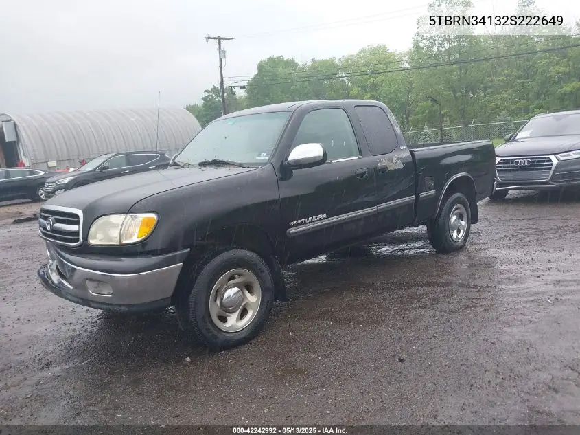 2002 Toyota Tundra Sr5 VIN: 5TBRN34132S222649 Lot: 42242992