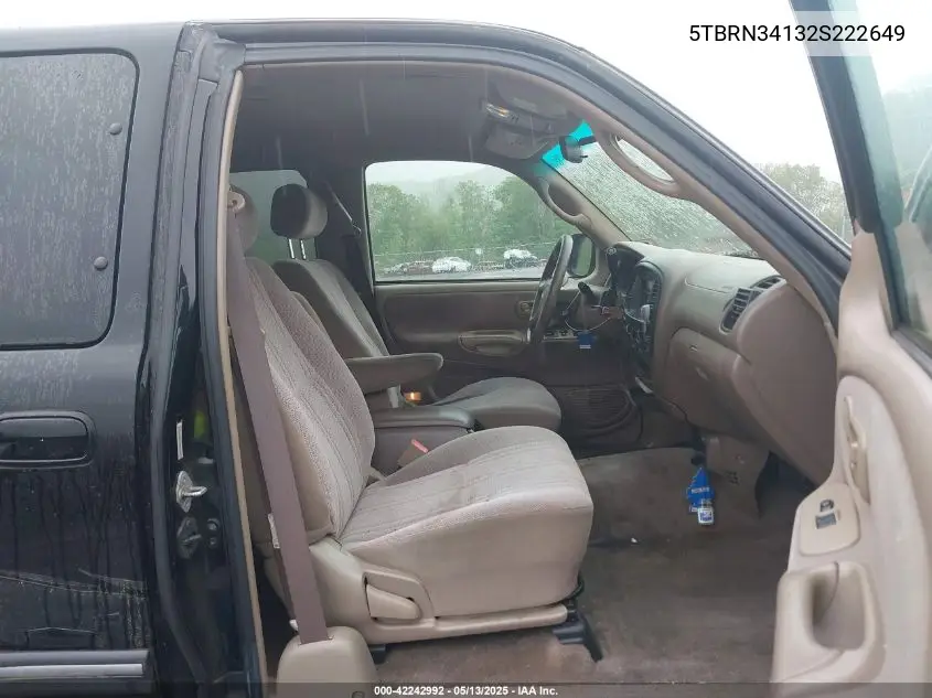 2002 Toyota Tundra Sr5 VIN: 5TBRN34132S222649 Lot: 42242992