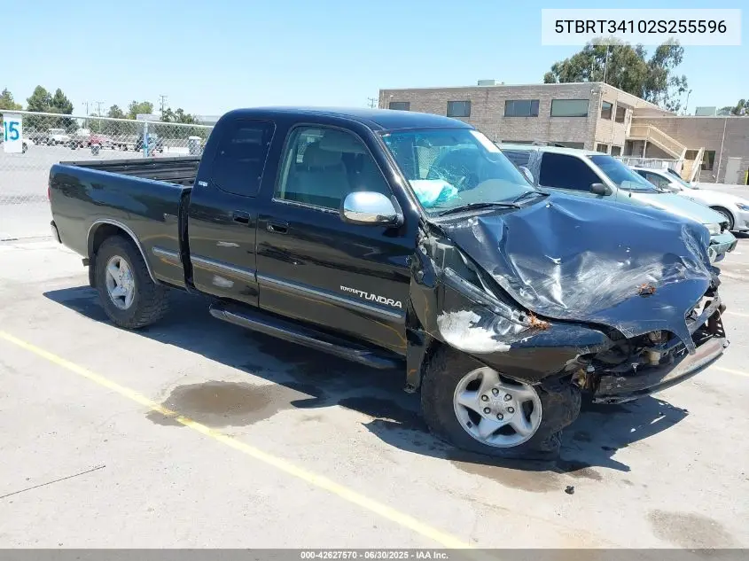 2002 Toyota Tundra Sr5 V8 VIN: 5TBRT34102S255596 Lot: 42627570