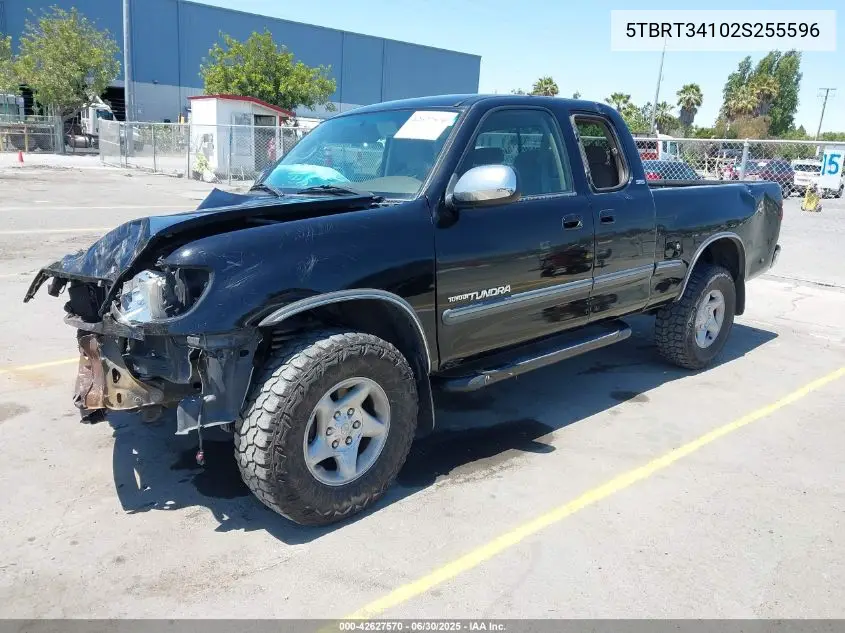 2002 Toyota Tundra Sr5 V8 VIN: 5TBRT34102S255596 Lot: 42627570