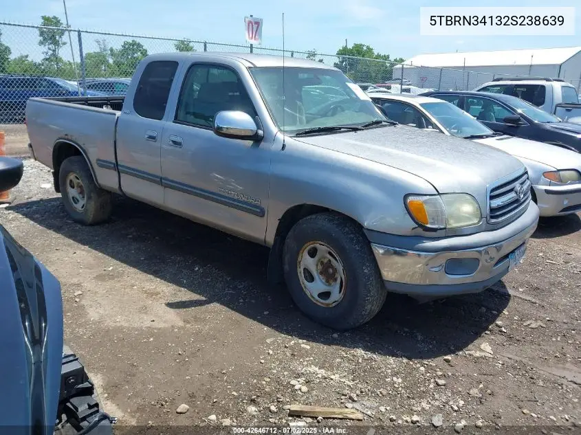 2002 Toyota Tundra Sr5 VIN: 5TBRN34132S238639 Lot: 42646712