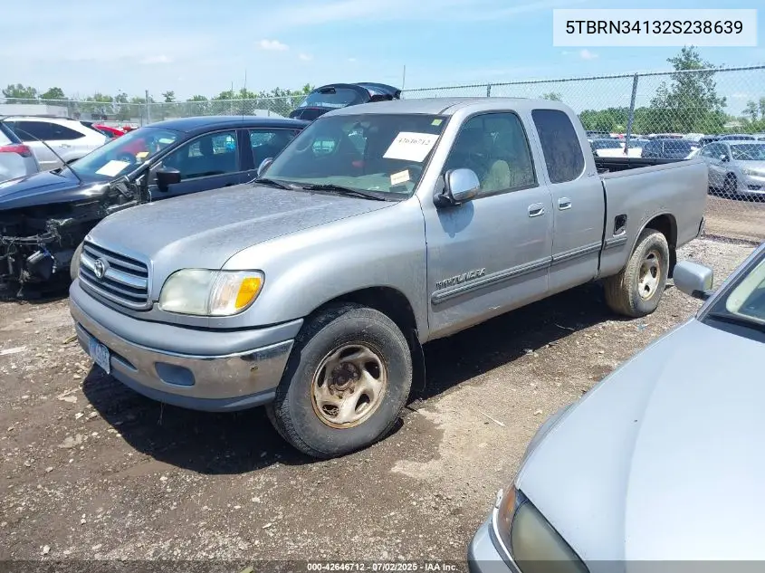 2002 Toyota Tundra Sr5 VIN: 5TBRN34132S238639 Lot: 42646712