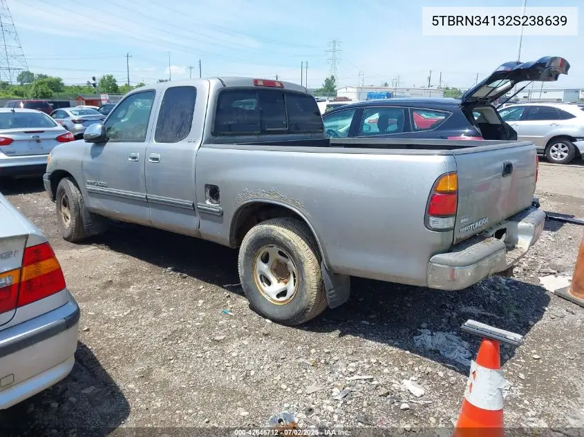 2002 Toyota Tundra Sr5 VIN: 5TBRN34132S238639 Lot: 42646712
