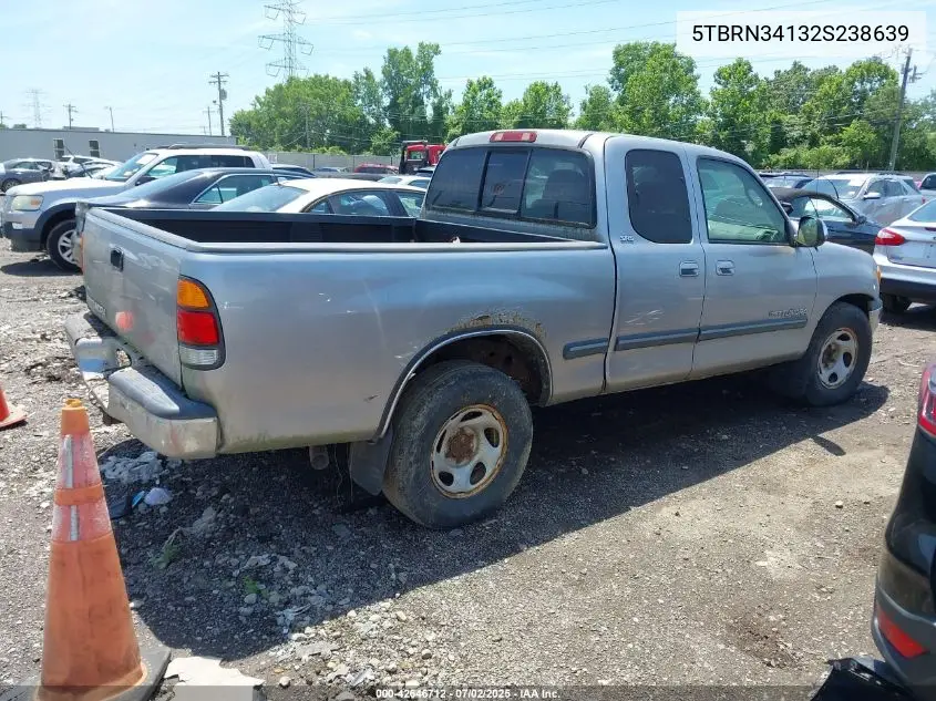 2002 Toyota Tundra Sr5 VIN: 5TBRN34132S238639 Lot: 42646712