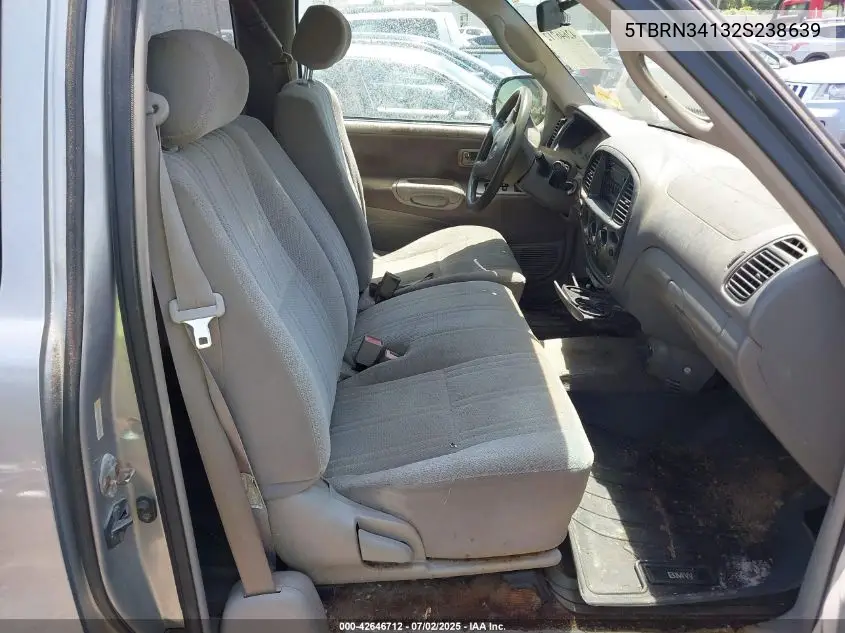 2002 Toyota Tundra Sr5 VIN: 5TBRN34132S238639 Lot: 42646712