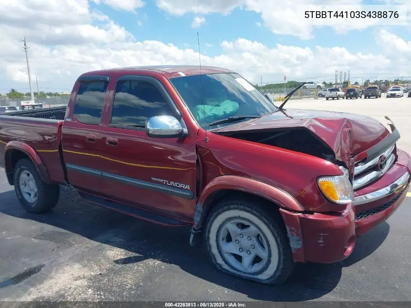 2003 Toyota Tundra Sr5 V8 VIN: 5TBBT44103S438876 Lot: 42263813