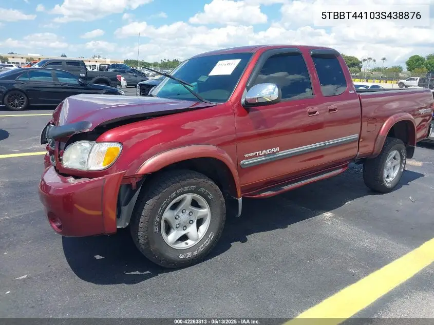 2003 Toyota Tundra Sr5 V8 VIN: 5TBBT44103S438876 Lot: 42263813