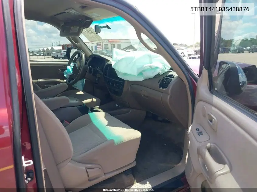 2003 Toyota Tundra Sr5 V8 VIN: 5TBBT44103S438876 Lot: 42263813