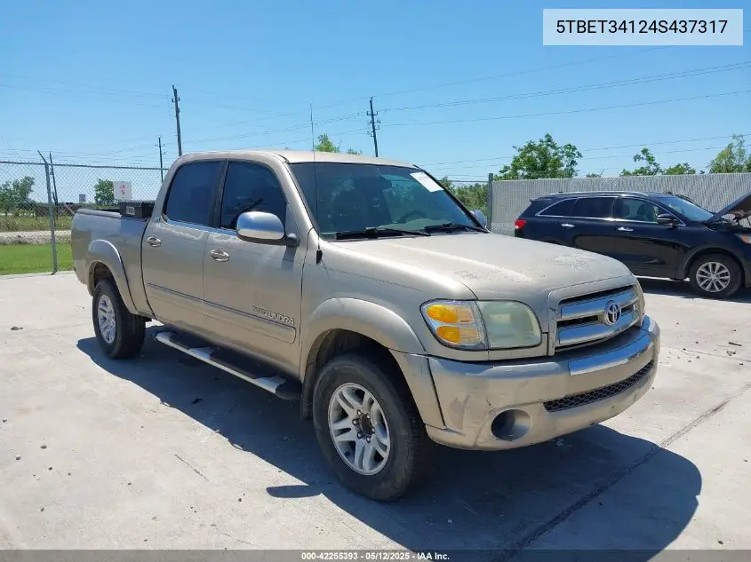 2004 Toyota Tundra Sr5 V8 VIN: 5TBET34124S437317 Lot: 42255393