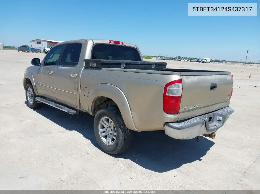 2004 Toyota Tundra Sr5 V8 VIN: 5TBET34124S437317 Lot: 42255393