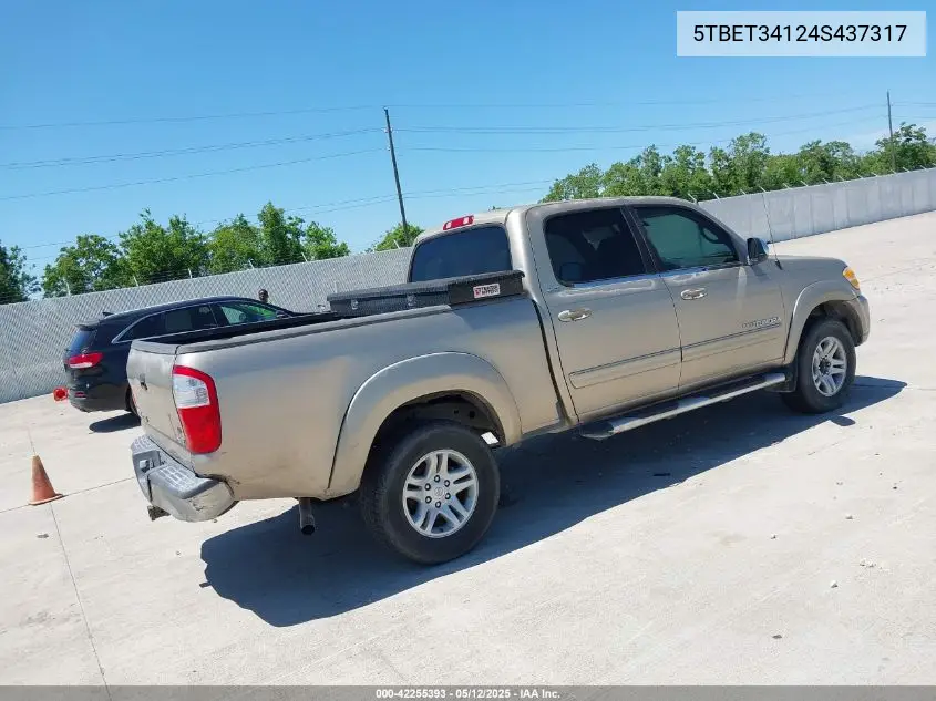 2004 Toyota Tundra Sr5 V8 VIN: 5TBET34124S437317 Lot: 42255393