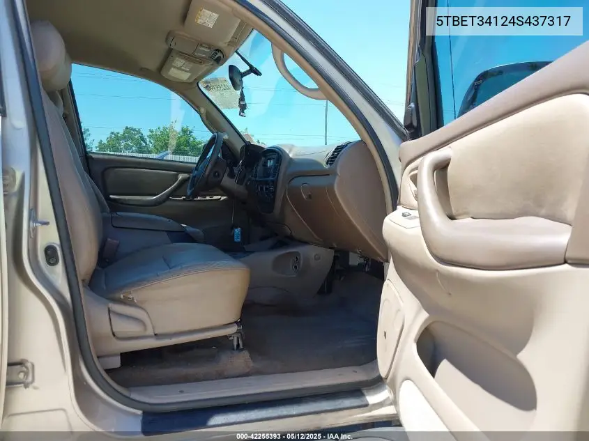 2004 Toyota Tundra Sr5 V8 VIN: 5TBET34124S437317 Lot: 42255393