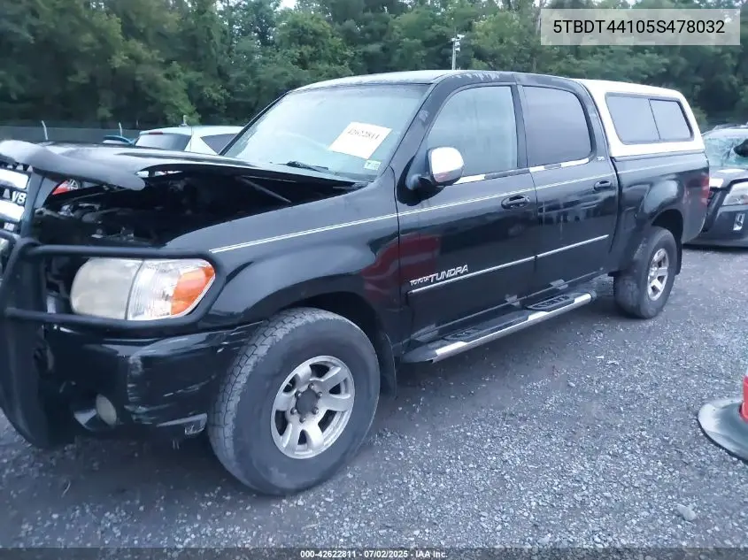 2005 Toyota Tundra Double Cab Sr5 VIN: 5TBDT44105S478032 Lot: 42622811
