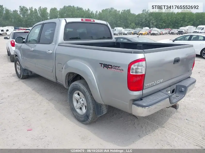2006 Toyota Tundra Sr5 V8 VIN: 5TBET34176S552692 Lot: 12340470