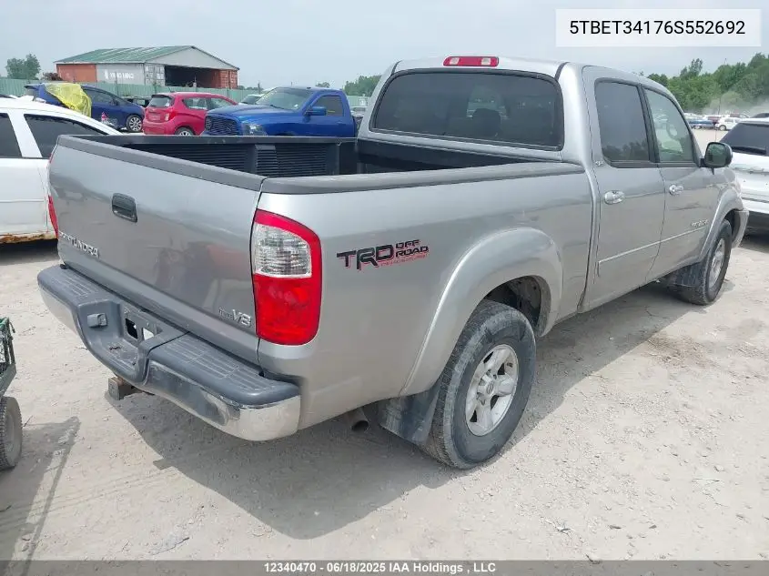 2006 Toyota Tundra Sr5 V8 VIN: 5TBET34176S552692 Lot: 12340470